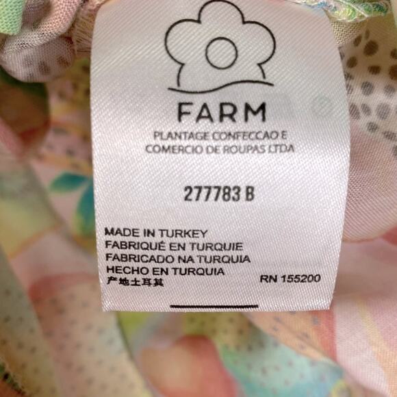 Farm Rio Rainforest Long Sleeves Blouse Fruits Print Wrap V-Neck Yellow Size XS - Picture 15 of 16